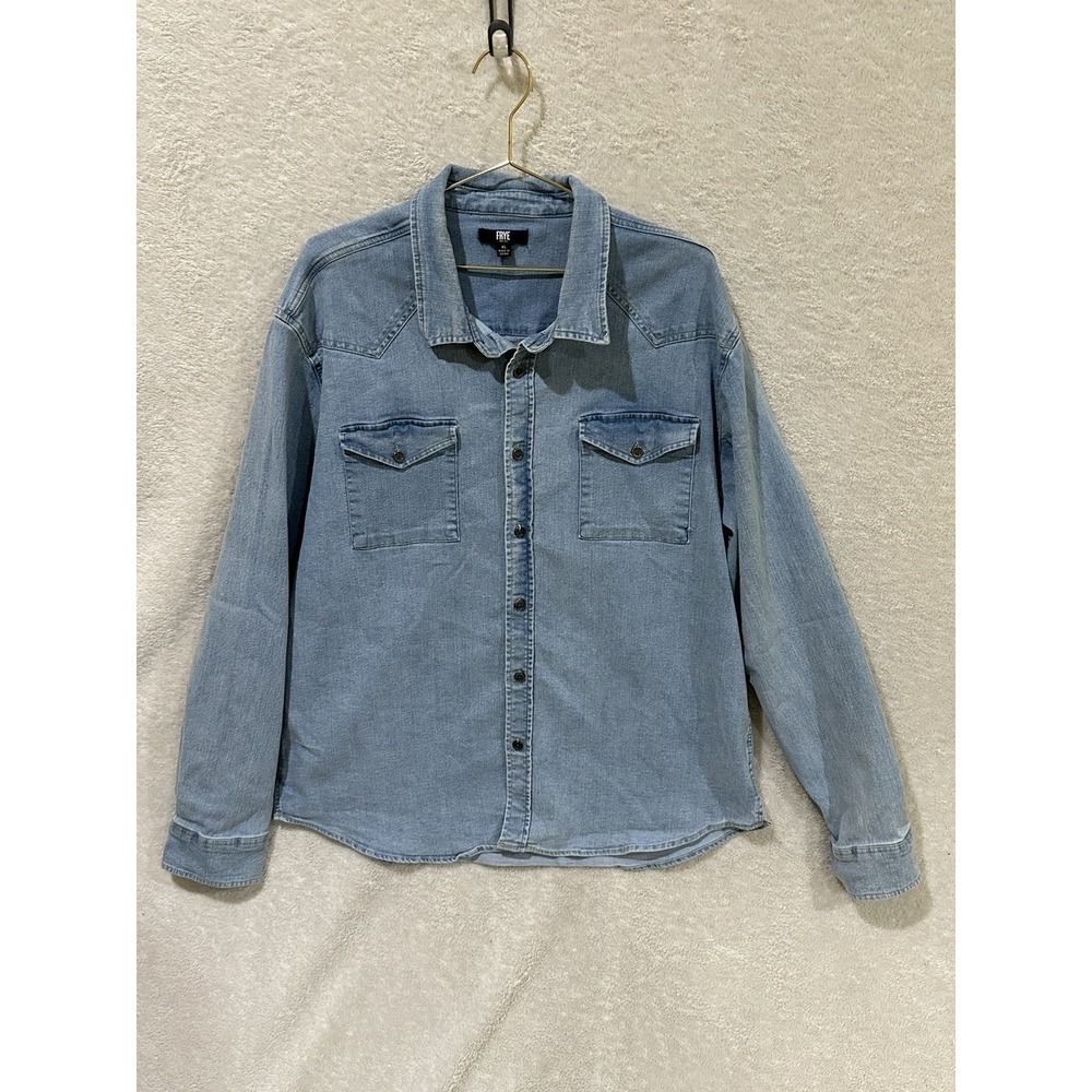 Frye Men's XL Western Blue Denim Shirt Long Sleeve Button Front Country Concert
